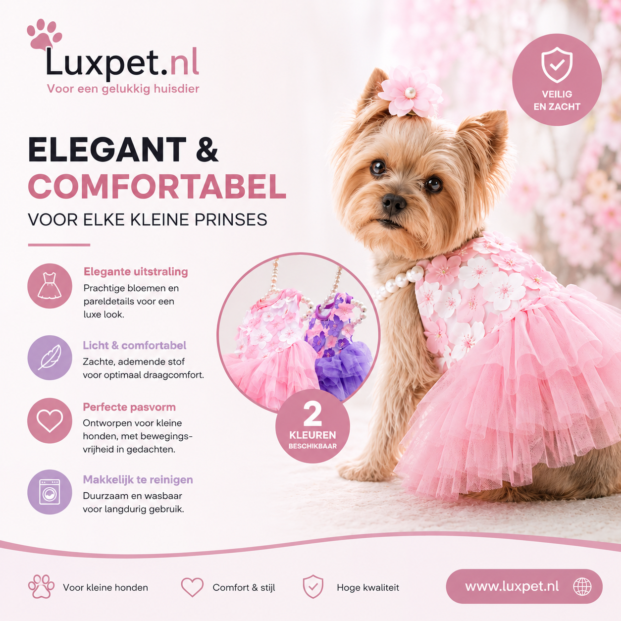 Hondenjurk Bloemenprint - Roze/Paars